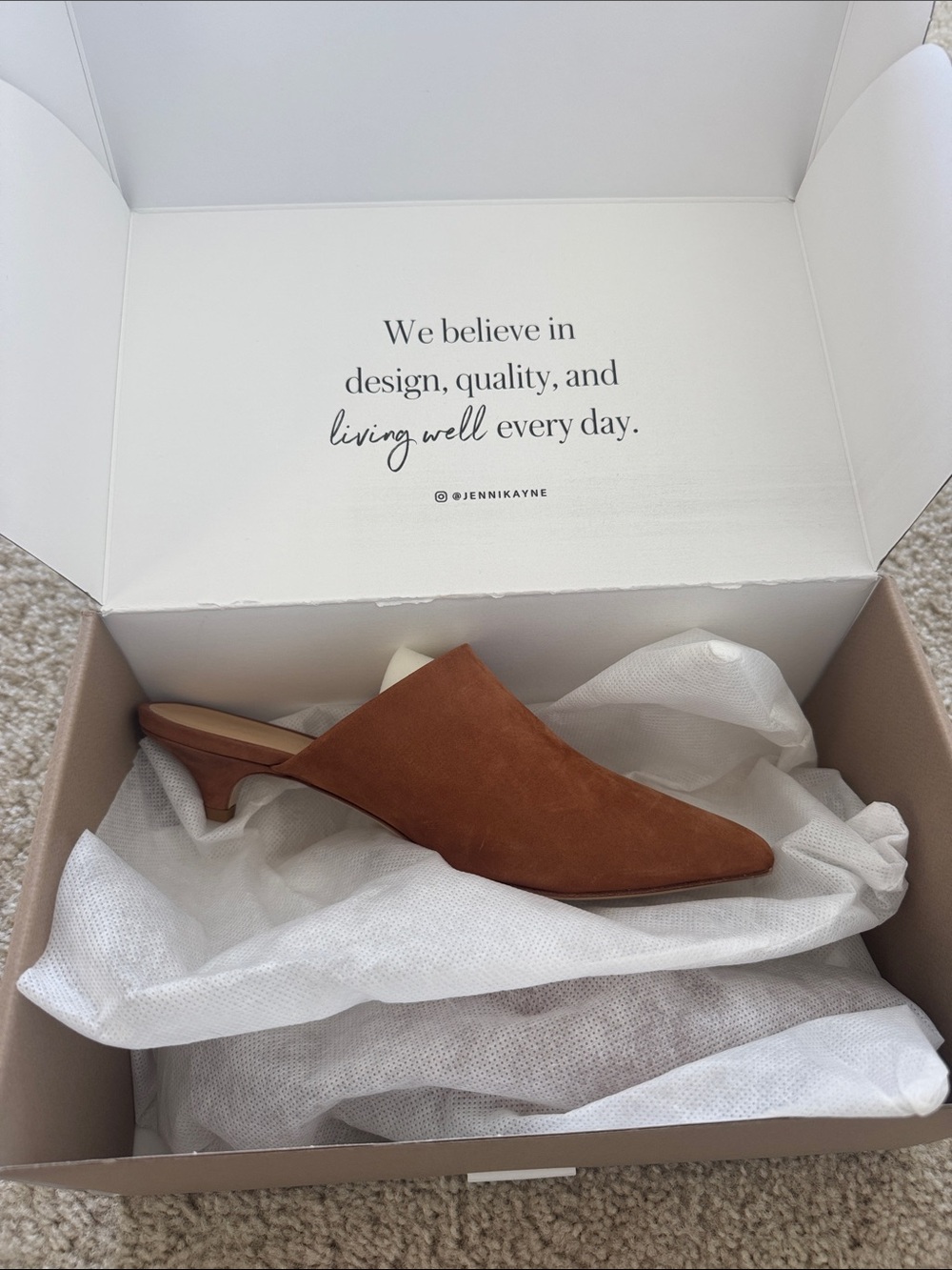 Jenni Kayne Cognac Suede Pointed Toe kitten heel  Mule